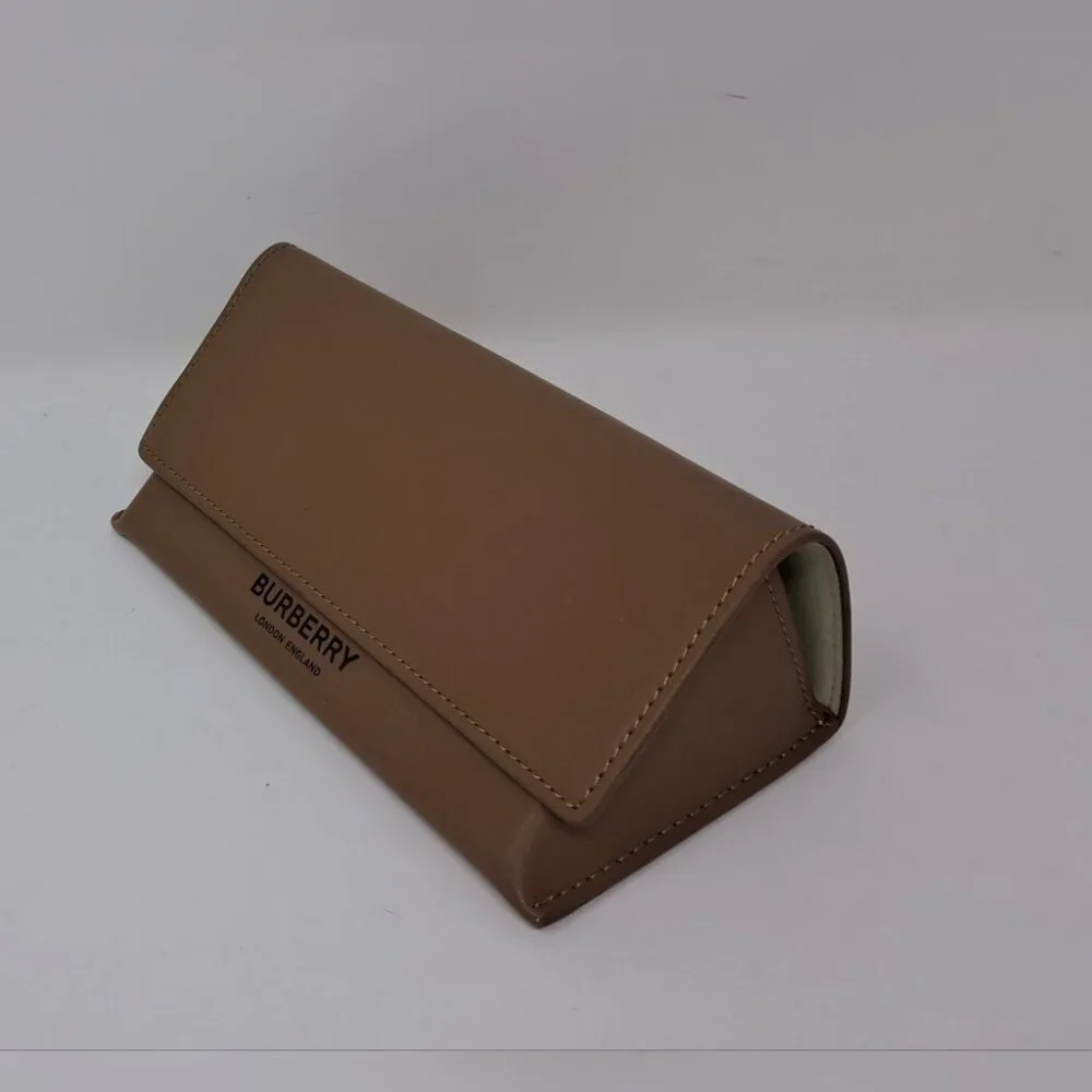 NWOT Burberry Sunglasses Case XL Brown Leather Authentic 7